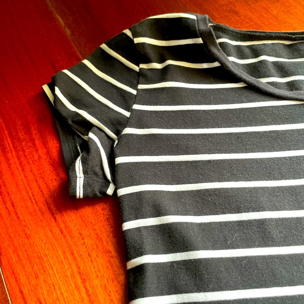black and white striped tee